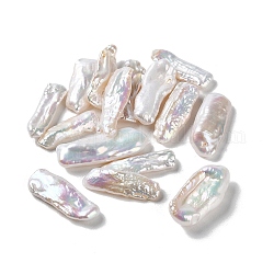 Natürliche Keshi-Perlen, gezüchtete Süßwasserperlen, barocke Perlen, ungebohrt / kein Loch, unregelmäßiges Rechteck, Rauch weiss, 19.5~27x6.5~11x2.8~5.5 mm