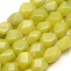 Limone naturale perline poligono giada fili, 10x7.5~9mm, Foro: 1 mm, 37 pcs / Filo, 15.3 pollice