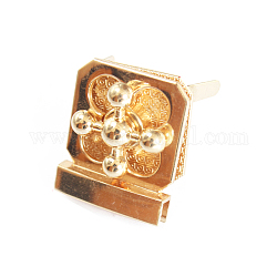 Aluminium-Twist-Lock-Zubehör, Handtaschen drehen sich, Quadrat mit Blume, golden, 3.8x3.2 cm