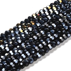Supporti per perle di vetro opaco, ab colore, sfaccettato (32 sfaccettatura), tondo, nero, 4.5x4mm, Foro: 1 mm, circa 94~95pcs/filo, 13.90~14.02 pollice (35.3~35.6 cm)