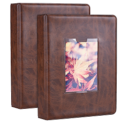 Album photo en cuir PU 4 pouce, photo porte-photo livre souvenir avec 64 poches, rectangle, selle marron, 173x128.5x30mm, diamètre intérieur: 55x86mm et 75x102mm, 16 feuilles, 64 pages / livre