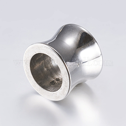 304 Stainless Steel Beads, Large Hole Beads, Sandglass, Stainless Steel Color, 10x8mm, Hole: 7mm
