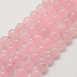 Rosa naturale fili di perle di quarzo, tondo, tinto, 8mm, Foro: 1 mm, circa 48pcs/filo, 15.7 pollice