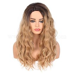 Parrucca lunga e ondulata per donna, parrucche sintetiche, fibra resistente al calore ad alta temperatura, oro, 27.5 pollice (70 cm)