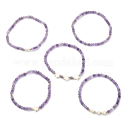 Ensemble de bracelets extensibles en améthyste naturelle, perles et coquillages, 5 styles, 5 pièce, étoile, diamètre intérieur: 1-3/4~1-3/4 pouce (4.3~4.5 cm), 1 pièces / style