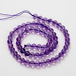 Natural Crystal Quartz Beads Strands, Round, Dyed & Heated, Imitation Amethyst Color, 6mm, Hole: 1mm, about 66pcs/strand, 15.7 inch