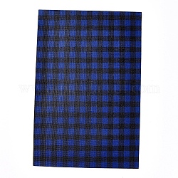 Fogli di tessuto in similpelle, per accessori per l'abbigliamento, Modello tartan, blu scuro, 30x20x0.05cm