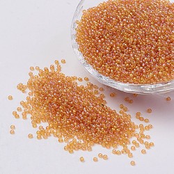12/0 Grade A Round Glass Seed Beads, Transparent Colours Rainbow, Wheat, 2x1.5mm, Hole: 0.5mm, about 5000pcs/50g