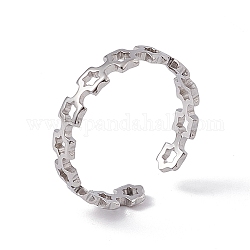 201 anello in acciaio inossidabile con polsino aperto quadrato scavato per donna, colore acciaio inossidabile, misura degli stati uniti 6 (16.5mm)
