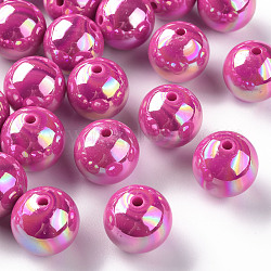 Perles acryliques opaques, de couleur plaquée ab , ronde, camélia, 20x19mm, Trou: 2~3mm, environ 111 pcs/500 g