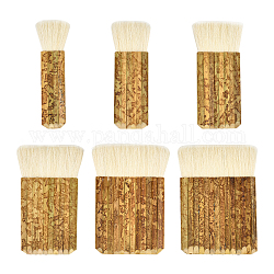 Pandahall elite 6 pz 6 manico in bambù rettangolo stile, pennello, penna a spazzola combinata in lana, Burlywood, 1pc / style