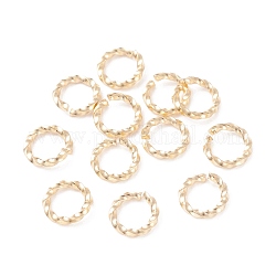 Anillos de salto de 304 acero inoxidable, anillos del salto abiertos, retorcido, real 24k chapado en oro, 8x1.2mm, diámetro interior: 5.5~6 mm