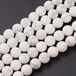 Chapelets de perles en howlite naturelle, mat, ronde, 8mm, Trou: 1mm, Environ 49 pcs/chapelet, 15.2 pouce (38.5 cm)