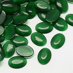 Cabuchones de ojo de gato, oval, verde, 14x10x2.5mm