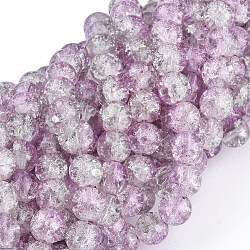 Spray Painted Crackle Glass Beads Strands, Round, Two Tone, Plum, 4mm, Hole: 1.1~1.3mm, about 200pcs/strand, 31.4 inch
