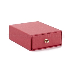 Boîte à bijoux rectangle papier tiroir, avec rivet en laiton, pour boucle d'oreille, emballage cadeau bague et collier, rouge indien, 7x9x3 cm