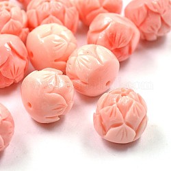 Dyed Synthetical Coral Flower Beads, Pink, 8mm, Hole: 1mm
