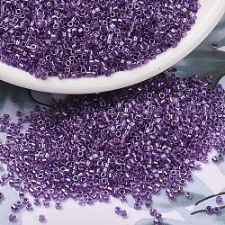 Cuentas de miyuki delica, cilindro, Abalorios de la semilla japonés, 11/0, (db1754) cristal rayado púrpura brillante ab, 1.3x1.6mm, agujero: 0.8 mm, aproximamente 20000 unidades / bolsa, 100 g / bolsa