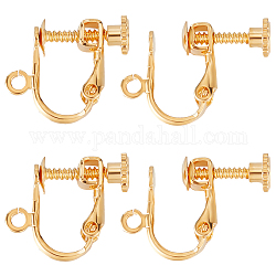 Beebeecraft 1 Box 20Pcs Earring Clips 18k Gold Plated Clip-on Earrings Non-Pierced Earring Findings with Loop for DIY Earring Making Jewelry Hole 2mm