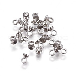 Perle pendenti in ottone con cappuccio, per ciondoli con coperchio a bolle di vetro globo, platino, 3.5x2.8mm, Foro: 1.4 mm