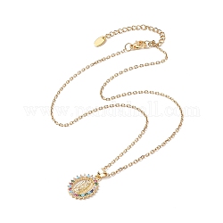 Collar con colgante de virgen maría ovalada con circonitas cúbicas de colores, joyas de latón para mujer, dorado, 15.67 pulgada (39.8 cm)