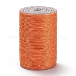 Round Waxed Polyester Thread String, Micro Macrame Cord, for Leather Sewing Stitching, Dark Orange, 0.3~0.4mm, about 174.98 Yards(160m)/Roll