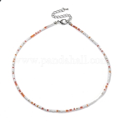 Collana di perline di vetro, con chiusure in lega, bianco, 16.10 pollice (40.9 cm)