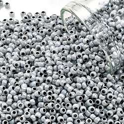 Toho perles de rocaille rondes, Perles de rocaille japonais, (820) perle de Ceylan grise doublée noire, 11/0, 2.2mm, Trou: 0.8mm, environ 1103 pcs/10 g