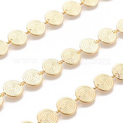 Handgefertigte Perlenketten aus Messing, Gliederkette, langlebig plattiert, gelötet, mit Spule, Flachrund, golden, Link: 10x8x0.5 mm, ca. 32.8 Fuß (10m)/Rolle