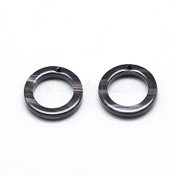 Pendenti in cellulosa acetato (resina), anello, nero, 29.5x29.5x2.5mm, Foro: 1.5 mm