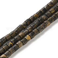 Hebras de cuentas de piedras naturales de hojas de bambú, columna, 4x4mm, agujero: 0.9 mm, aproximamente 100 pcs / cadena, 15.94 pulgada (40.5 cm)
