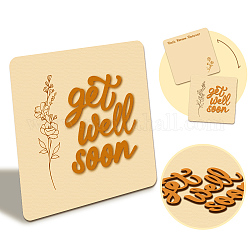 Wooden Commemorative Cards, Square, Word, 130x130x4mm