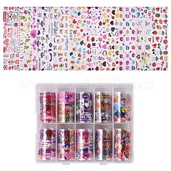 Nail Art Transfer Stickers, Nail Decals, DIY Nail Tips Decoration for Women, Mixed Color, 40mm, anout 1m/roll, 10rolls/box