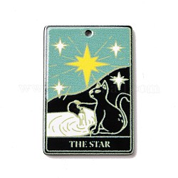Printed Acrylic Pendants, Rectangle with Tarot Pattern, The Star XVII, 39.5x27x2mm, Hole: 1.8mm