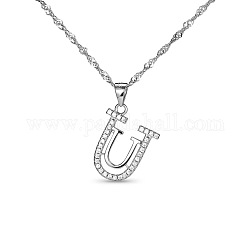 Ожерелье shegrace glorious 925 из стерлингового серебра, с микро проложить ааа кубического циркония U-образный подвеска, серебряные, 17.7 дюйм