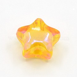 Transparent AB Color Acrylic Star Beads, Bead in Bead, Gold, 11x7mm, Hole: 2mm, about 1000pcs/bag
