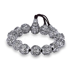 Bracelets extensibles en perles d'alliage, de caractère chinois, argent antique