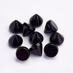 Naturale agata nera cabochon, cono, tinti e riscaldato, 10~11x10~11mm