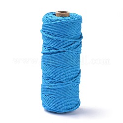 Cotton String Threads, for DIY Crafts, Gift Wrapping and Jewelry Making, Deep Sky Blue, 3mm, about 109.36 Yards(100m)/Roll