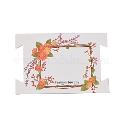 Cartes d'affichage d'élastiques à cheveux en papier rectangle, cartes d'affichage de bijoux floraux pour élastiques à cheveux, orange, 8.05x12x0.05 cm
