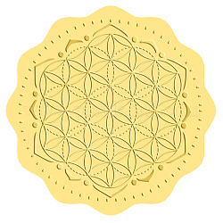 Pegatinas autoadhesivas en relieve de lámina de oro, etiqueta engomada de la decoración de la medalla, patrón de flor de la vida, 5x5 cm