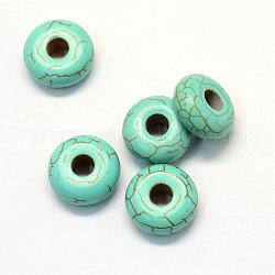Perline turchese sintetico, rondelle, tinto, turchese, 15.5~16x6.5~7mm, Foro: 5 mm