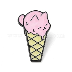 Gato con alfileres de esmalte de helado, Broche de aleación de zinc negro de electroforesis para mujer, rosa, 25x16x1.3mm