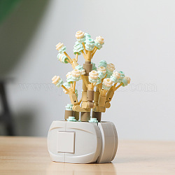 Juego de juguetes diy de bloques de construcción de plantas de flores suculentas de plástico, modelo de bonsai suculentas, para regalo decoración del hogar, turquesa pálido, 75x70x110mm