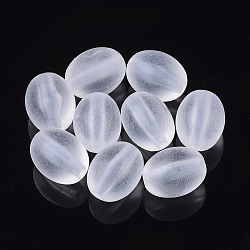 Perline acrilico trasparente, smerigliato, ovale, fumo bianco, 13.5x11mm, foro: 2mm, circa 520pcs/500g