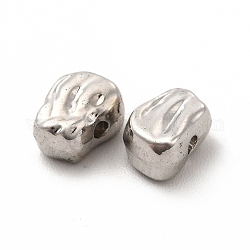 Perles en alliage, Plaqué longue durée, sans cadmium et sans plomb, forme irrégulière, platine, 6.5x5x4mm, Trou: 1mm