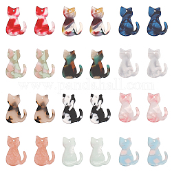 Globleland 24pcs 12 couleurs pendentifs en acétate de cellulose (résine), breloques de chat, couleur mixte, 24.5x17x2.5mm, Trou: 1.2mm, 2 pcs / couleur