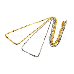 Fabrication de collier de chaîne de corde en acier inoxydable à la mode 304, avec fermoir pince de homard, couleur mixte, 28 pouce ~ 30 pouces (71.1~76.2 cm) x 3 mm