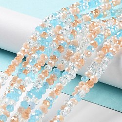 Glass Beads Strands, Faceted, Rondelle, Light Salmon, 4x3mm, Hole: 0.4mm, about 123~127pcs/strand, 15.75~16.5 inch(40~42cm)