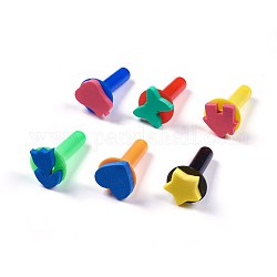 Plastik- und Schwammstempel, Malwerkzeuge für Kinder, Mischformen, zufällige einzelne Farbe oder zufällige Mischfarbe, 74~75.5x41 mm, 6 Stk. / Satz
